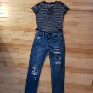 American Eagle High Rise Jeggings 00XS/Top too